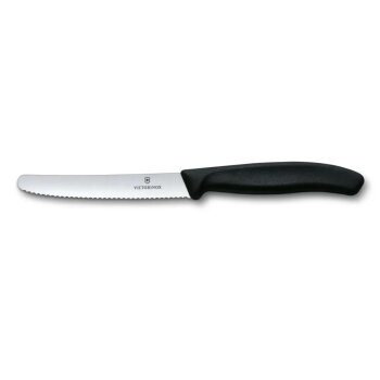 Tafelmesser, Allzweckmesser mit Wellenschliff Swiss Classic - Schwarz