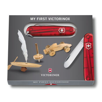 Taschenmesser My first Victorinox im Set in Rot transparent