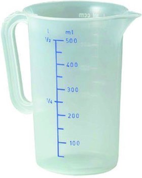 Messbecher Inhalt 0,5 Liter -- Ø 9,0 cm -- Höhe 14,0 cm